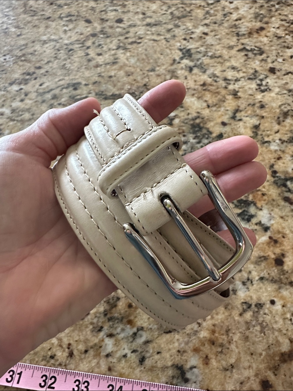 Bachrach Leather Belt in Cream, 36